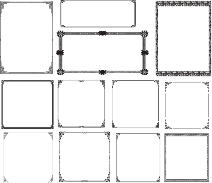 a number of square frames on a black background, digital art, digital art, tileset asset store, black-crimson color scheme, low quality photo, clean black outlines