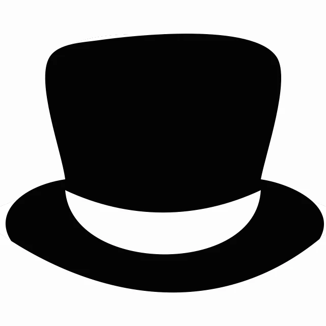 a black and white silhouette of a top hat, trending on pixabay, symetrical face, 1 0 2 4 x 7 6 8, bucket hat, phantom