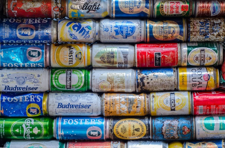 a pile of beer cans stacked on top of each other, by Paul Emmert, unsplash, maximalism, 🦩🪐🐞👩🏻🦳, contest winning masterpiece, usa-sep 20, wallpaper - 1 0 2 4