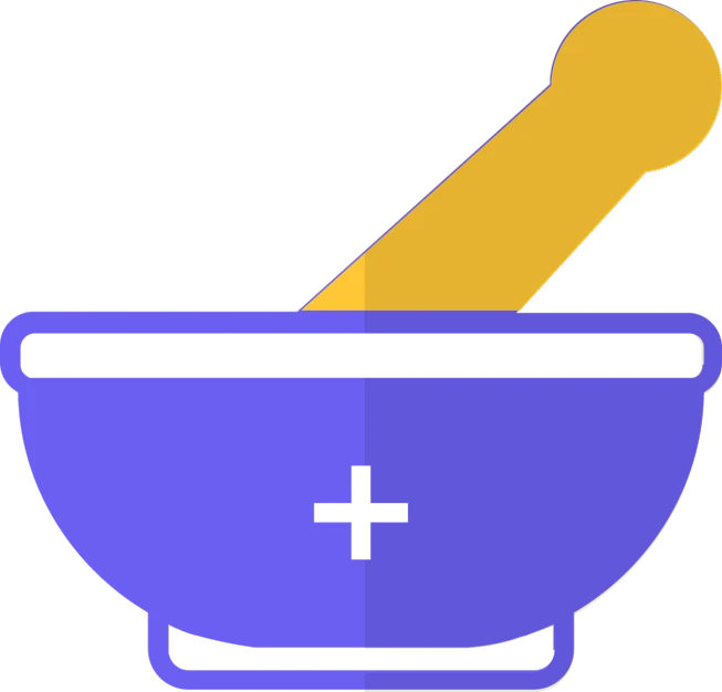 a mortar and a spoon in a purple bowl, concept art, by Andrei Kolkoutine, trending on pixabay, magic spell icon, doctor house, discord profile picture, front view