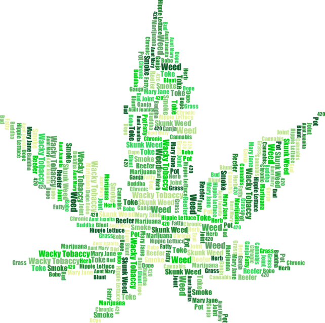 a marijuana leaf made out of words on a black background, a screenshot, conceptual art, computer generated, ¯_(ツ)_/¯, closeup photo, hemp