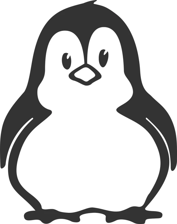 a black and white penguin on a white background, vector art, pixabay, mingei, excellent use of negative space, portrait photo, istock, sticker illustration
