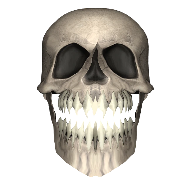 a close up of a skull with teeth, a raytraced image, skull mask, dark!!!, full - view, large teeth