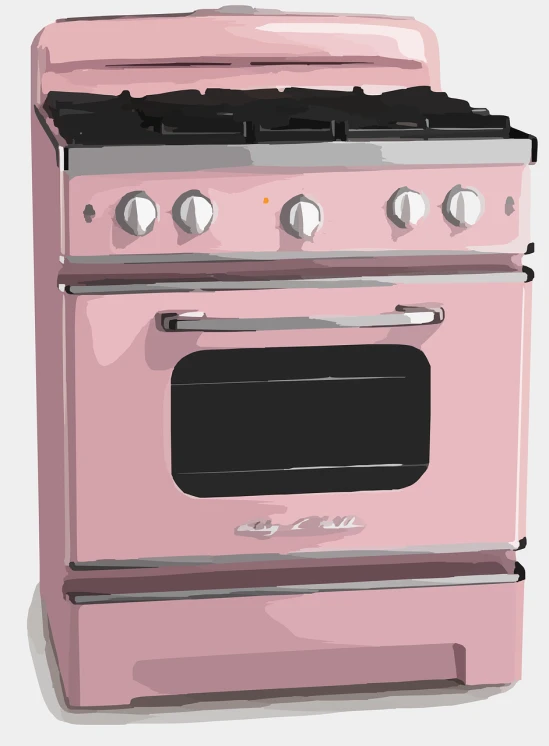 a pink stove top oven sitting on top of a counter, vector art, by Pamela Drew, pixabay, pop art, !!! very coherent!!! vector art, hero shot, coal, ( ultra realistic