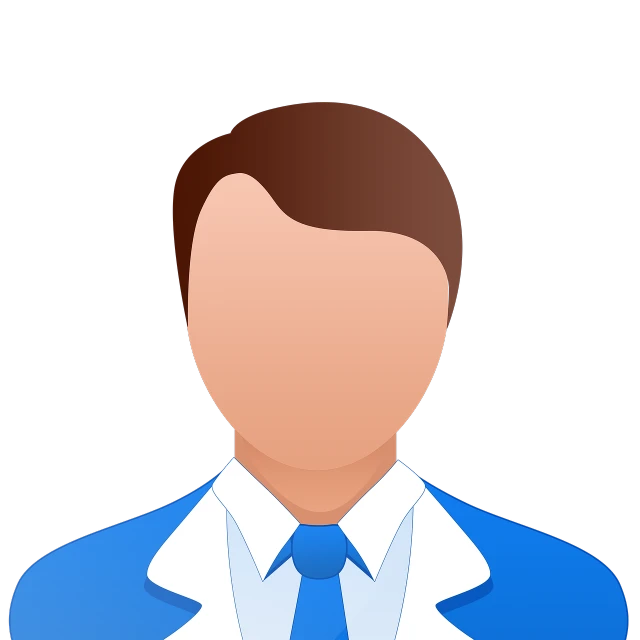 a man in a blue suit and tie, a character portrait, digital art, your personal data avatar, on a flat color black background, (doctor), half body photo
