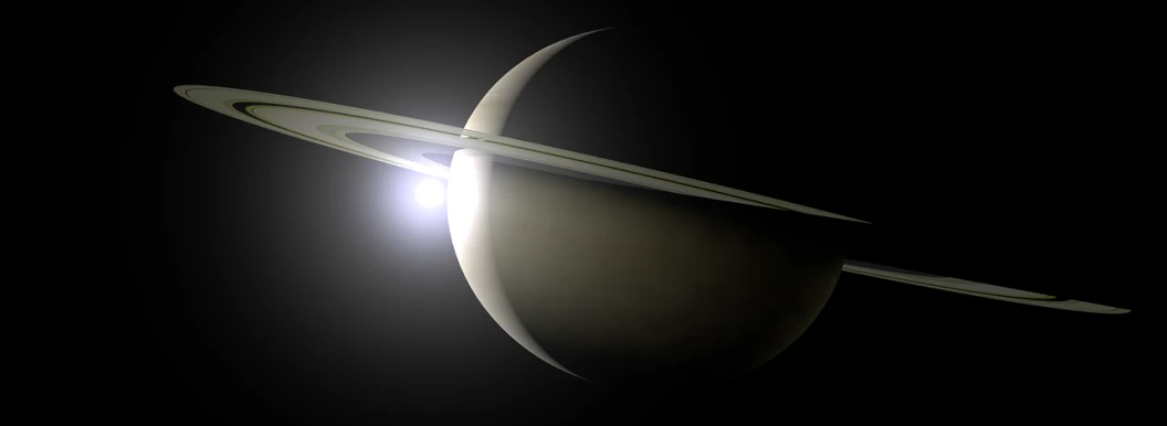 a close up of a planet with a ring around it, by Ben Zoeller, as a titan, nacreous lights, fine simple delicate structure, profile close-up view