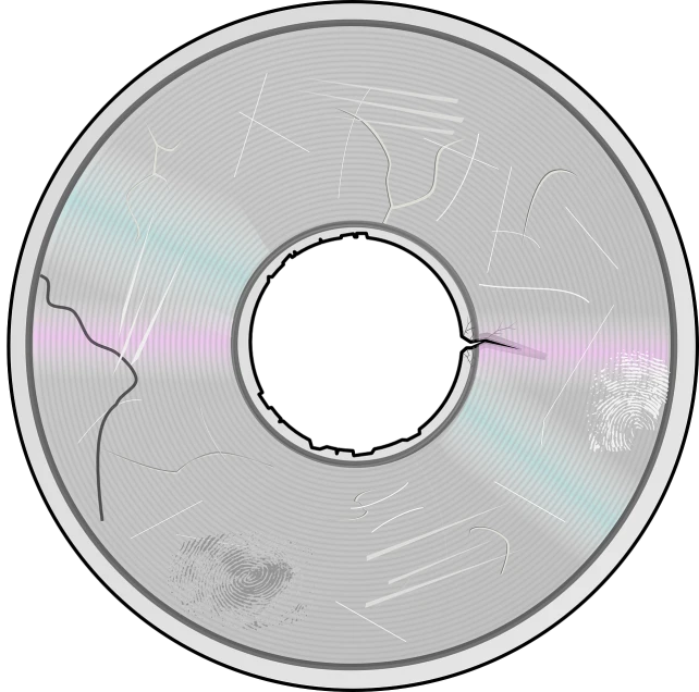 a close up of a disc on a black background, an album cover, by Ryoji Ikeda, computer art, precise! vector trace, trash, scratched photo, pot