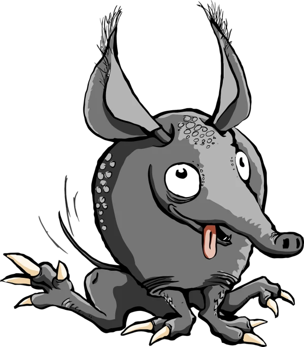 a close up of a cartoon animal on a black background, an illustration of, inspired by Art Spiegelman, pixabay, digital art, elephant shrew, as an anthropomorphic dragon, clipart, rhino beetle