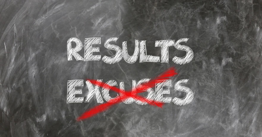 a chalkboard with the words results and no excuses written on it, pixabay, loosely cross hatched, winning, mma, overexposure