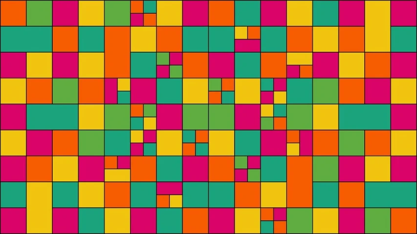a colorful background with squares of different colors, pixel art, inspired by Josef Albers, flickr, fibonacci fractals, turquoise pink and yellow, !!! very coherent!!! vector art, tesselation