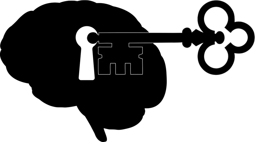 a black and white drawing of a key, an engraving, by Karl Hagedorn, unsplash, ascii art, anxious steward of a new castle, website banner, black backround. inkscape, fortress gateway