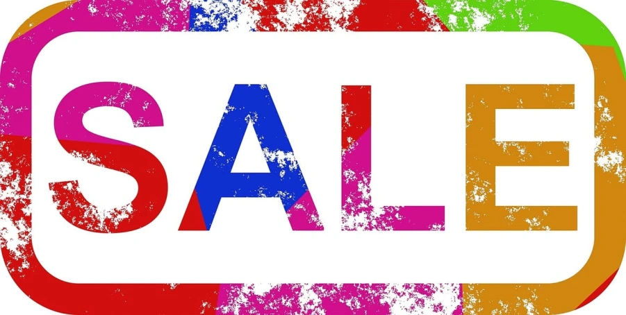 a colorful sale sign on a white background, pixabay, fine art, brand colours are red and blue, 👰 🏇 ❌ 🍃, body, catalog photo