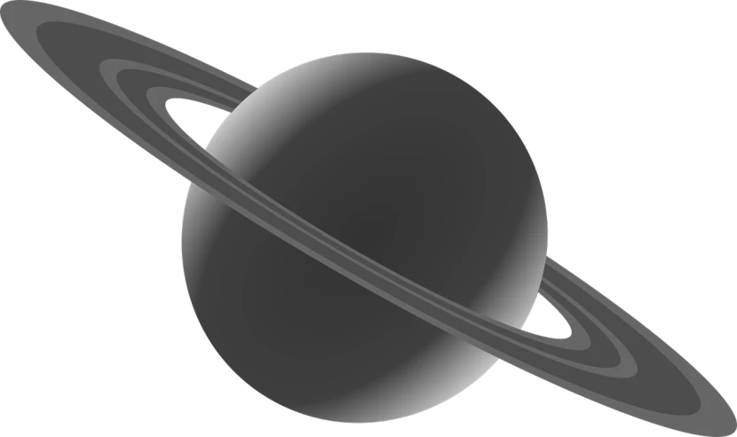 a saturn planet with a ring around it, a raytraced image, reddit, black and white color aesthetic, drawn in microsoft paint, gradient black to silver, monochrome:-2