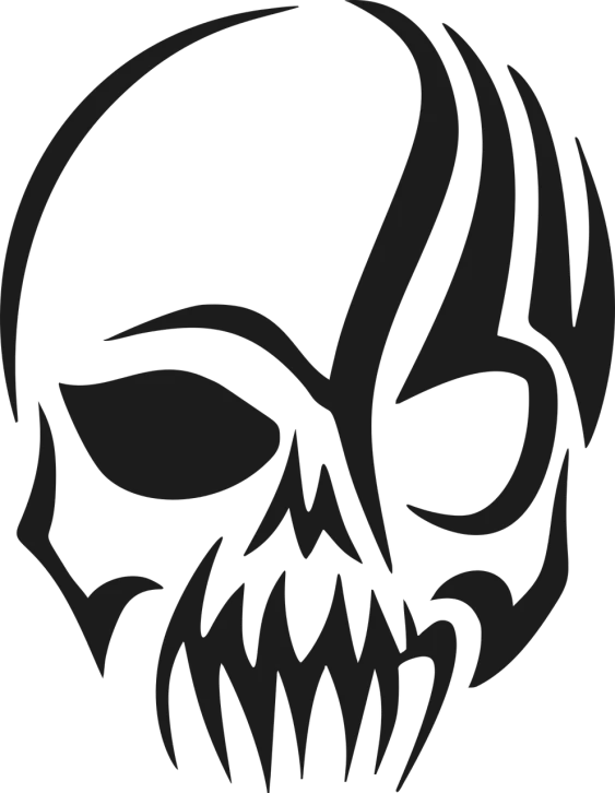 a skull with sharp teeth on a black background, vector art, by Andrei Kolkoutine, deviantart, fine art, 3840 x 2160, skull design for a rock band, skeletor, screenshots