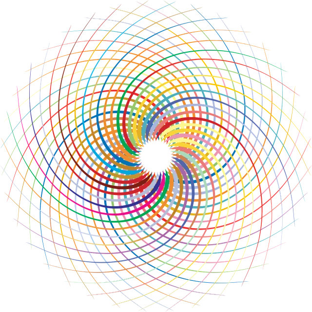 a colorful spiral design on a black background, vector art, by Jon Coffelt, generative art, yantra, rounded lines, string art, modern - art - vector