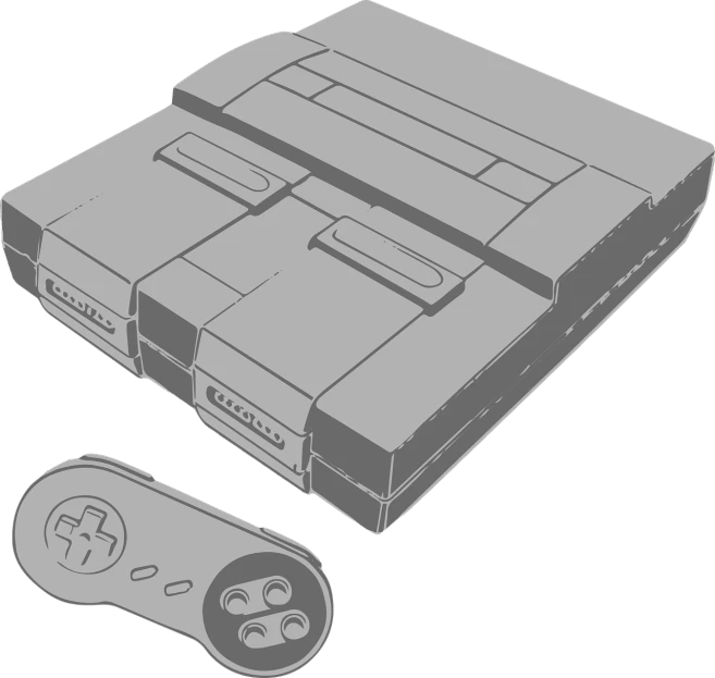 a game console with a controller next to it, an ambient occlusion render, inspired by Mario Comensoli, pixel art, mostly greyscale, art from nes game cartridge, snes screenshot, no - text no - logo