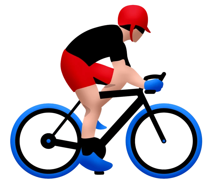 a man riding a bike with a helmet on, a raytraced image, dribble, on a flat color black background, red blue theme, jpeg artifact, from yowamushi pedal