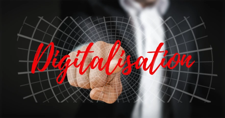 a man in a suit pointing to the word digitalisation, pixabay, digital art, trending on attestation, digital displays, subtle detailing, colonisation