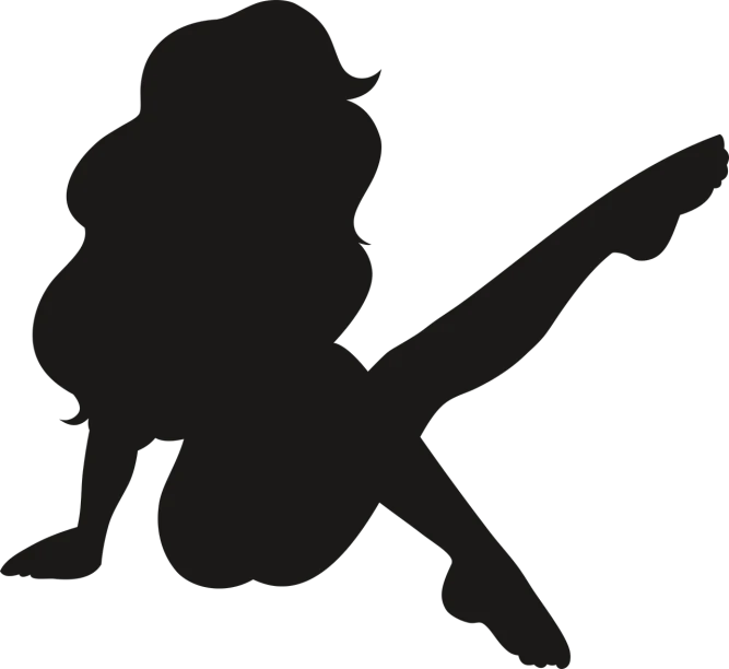 a silhouette of a woman playing a guitar, inspired by Tex Avery, deviantart, wavy hair spread out, no - text no - logo, wikimedia, kneeling