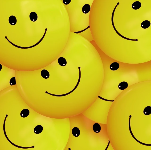 a bunch of yellow balloons with smiley faces on them, a picture, wallpaper!, deep dimples, face photo, avatar image