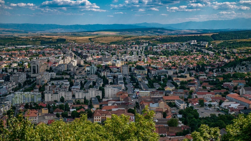 a view of a city from the top of a hill, by Hristofor Žefarović, full res, wide image, gradins view, edin durmisevic