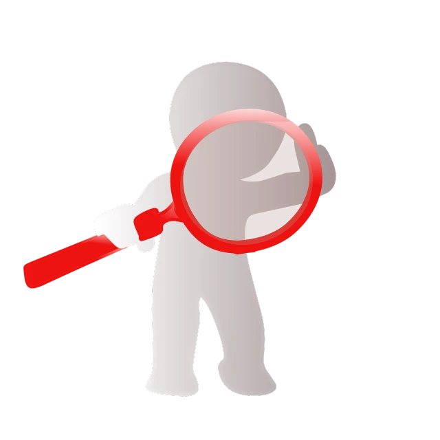 a person holding a magnifying glass with a red handle, a raytraced image, by Taiyō Matsumoto, pixabay, conceptual art, spoon slim figure, white outline, nighttime, 1 figure only