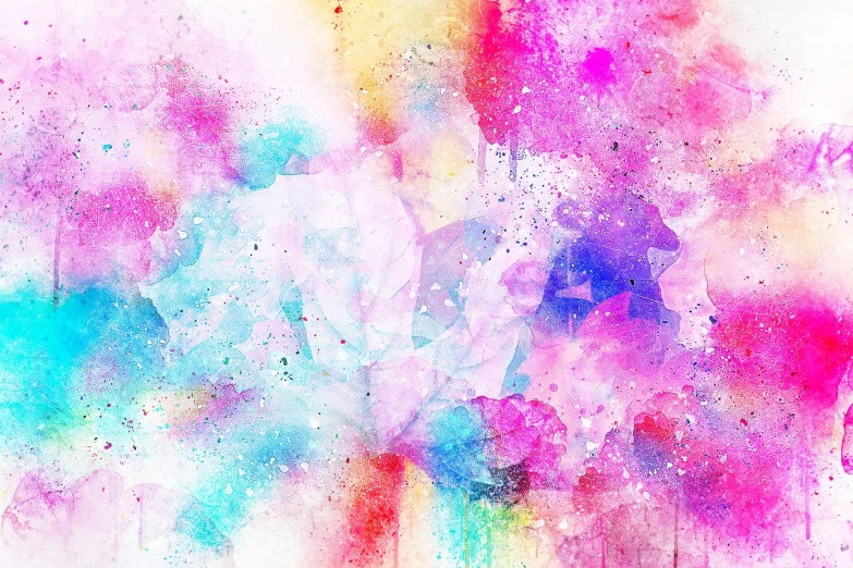 a watercolor painting of a pink and blue flower, a watercolor painting, inspired by Yanjun Cheng, shutterstock, abstract art, magical sparkling colored dust, graffiti background, colorful”, colorful backdrop
