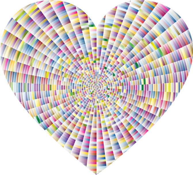 a multicolored heart on a black background, a mosaic, abstract illusionism, radial, sana takeda, dynamic!!, vibration