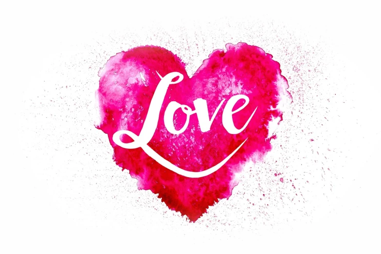 a heart with the word love painted on it, shutterstock, watercolor artstyle, a beautiful artwork illustration, profile pic, magenta