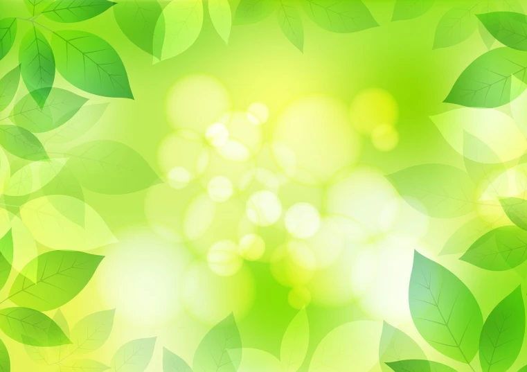 a green background with leaves and bokeh lights, a picture, by Gusukuma Seihō, visual art, color vector, lemon, warm spring, greenish skin