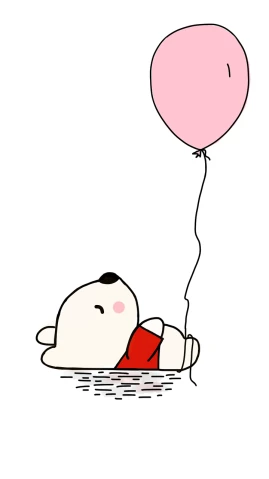 a cartoon bear floating in the water with a pink balloon, a cartoon, tumblr, hong soonsang, white!!, lying on back, the life