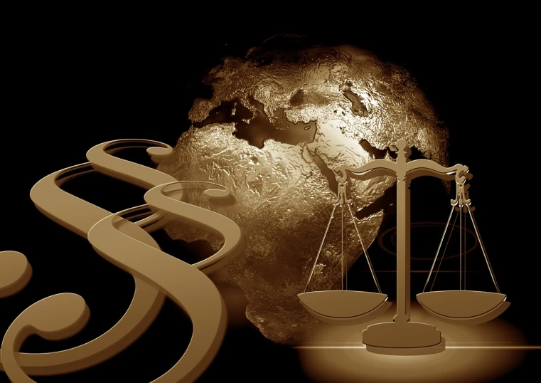 a scale that is sitting in front of a globe, digital art, lawyer, sepia photography, libra symbol, 2 0 1 0 photo