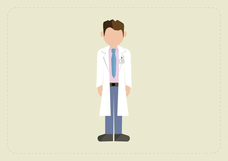 a man wearing a lab coat and tie, an illustration of, shutterstock, neo-figurative, simple 2d flat design, character design for animation, nurse costume, kramer