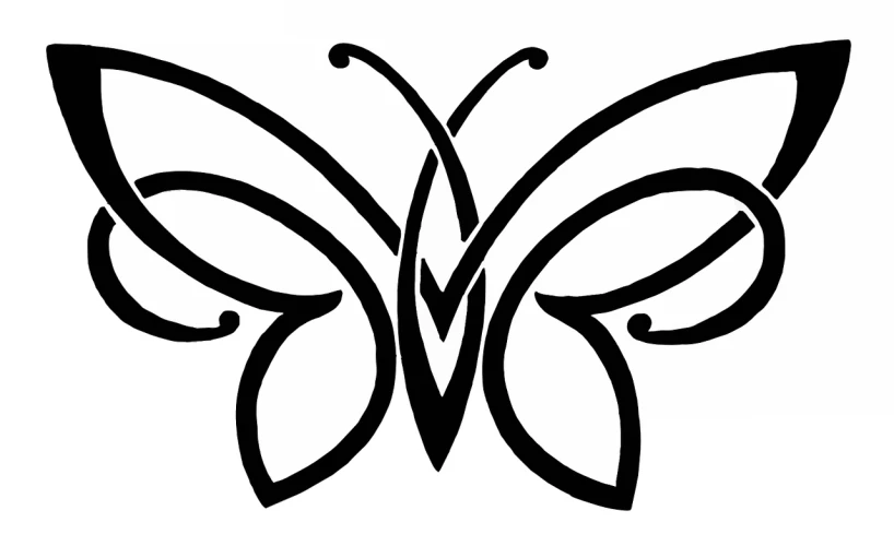 a black and white picture of a butterfly, a tattoo, hurufiyya, runic tattoos, drawn in microsoft paint, minimalist, banner