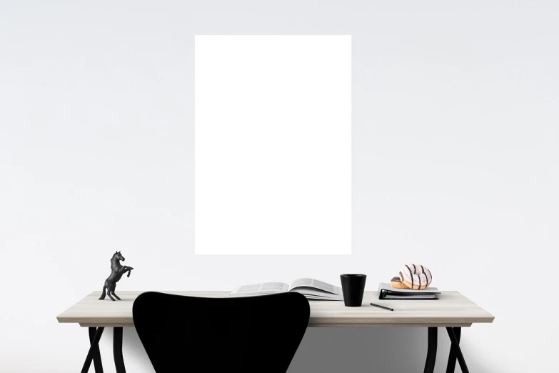 a laptop computer sitting on top of a wooden desk, a minimalist painting, minimalism, posters, white bg, 64x64, blank background