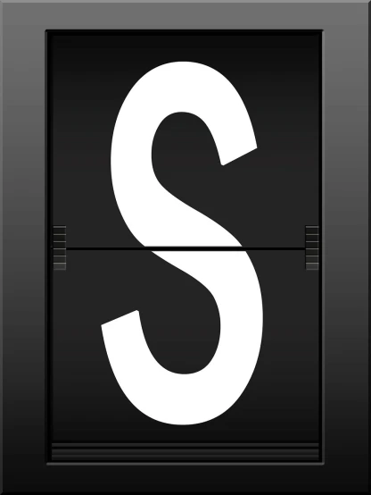a black and white sign with the letter s on it, a screenshot, large format, switch, sectioned, slate