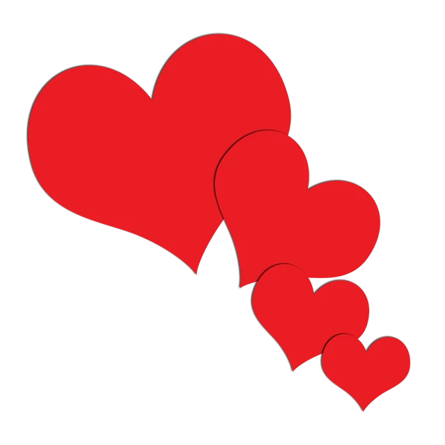 a group of red hearts on a black background, an illustration of, side shot, clip art, shaped picture, on simple background