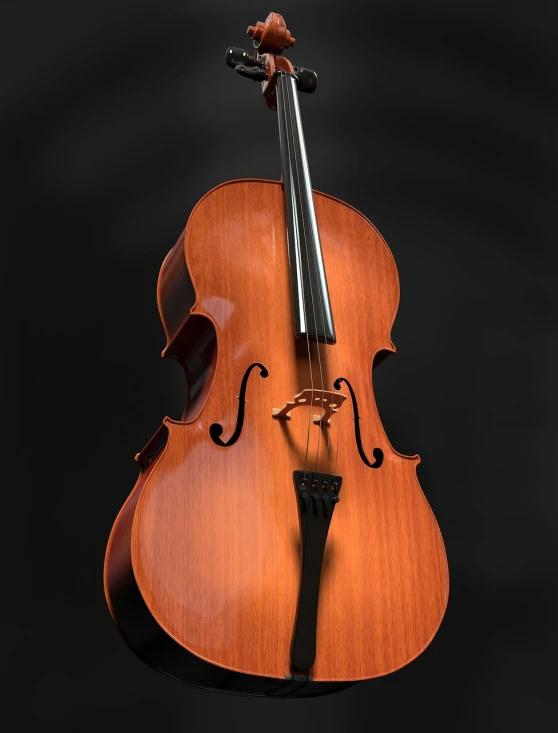 a close up of a violin on a black background, by László Balogh, polycount contest winner, cello, highly realistic photo, high detail product photo, stock photo