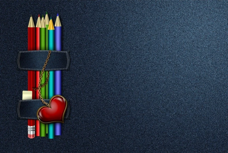 a group of colored pencils sitting next to each other, a digital rendering, inspired by Jim Dine, trending on pixabay, graffiti, chains and red fluid background, blackboard, gothic harts, dark blue background