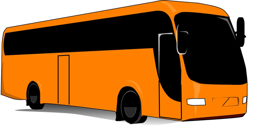 an orange bus on a black background, by Tadeusz Makowski, pixabay, digital art, white background, tournament, plan, full-body