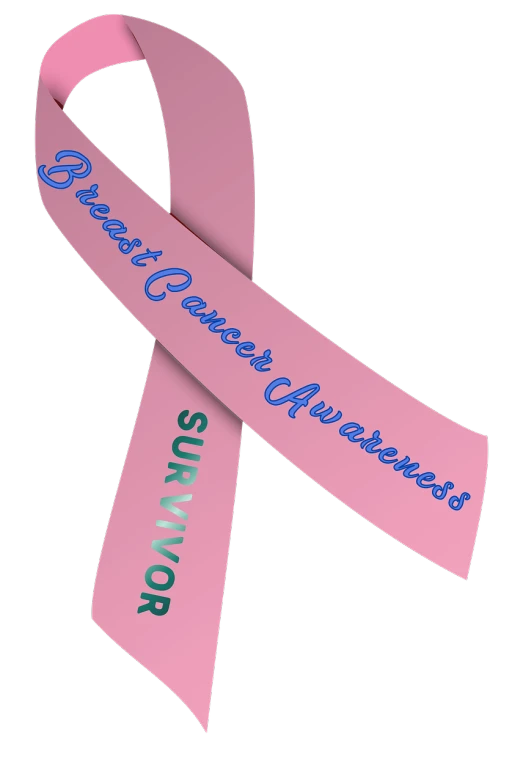 a pink ribbon that says breast cancer awareness, by George Barret, Jr., pixabay, lone survivor, various colors, above side view, [bioluminescense