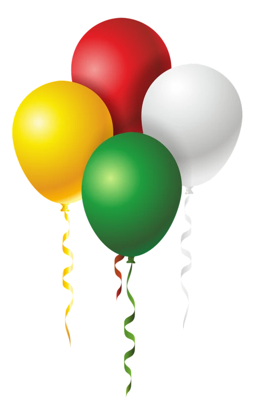 a bunch of balloons on a black background, a digital rendering, by Susan Heidi, red green yellow color scheme, at a birthday party, 4 0 0 mm, jets