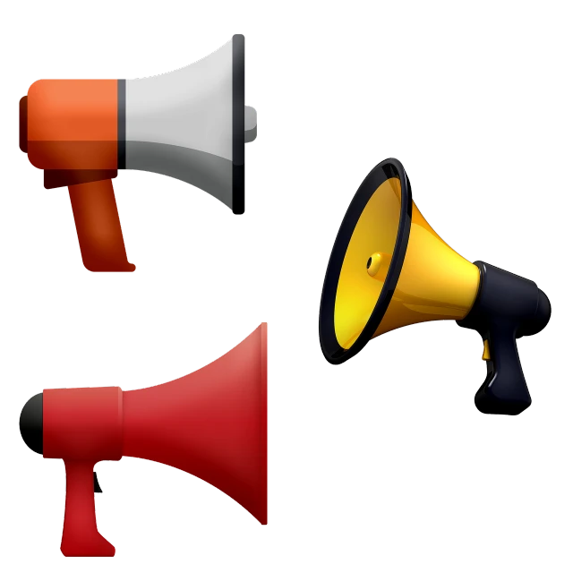 a bunch of different colored megaphones on a black background, a screenshot, by Andrei Kolkoutine, clipart icon, three, politicians, spritesheet