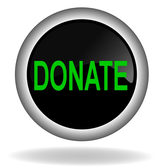 a black button with the word donate on it, a digital rendering, by artist, good lighted photo, museum quality photo, vector, billboard image