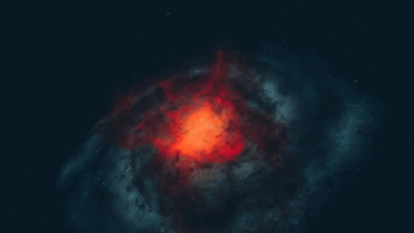 a close up of a galaxy with a star in the background, digital art, space art, red clouds, clean digital render, lava and smoke, minimalistic background