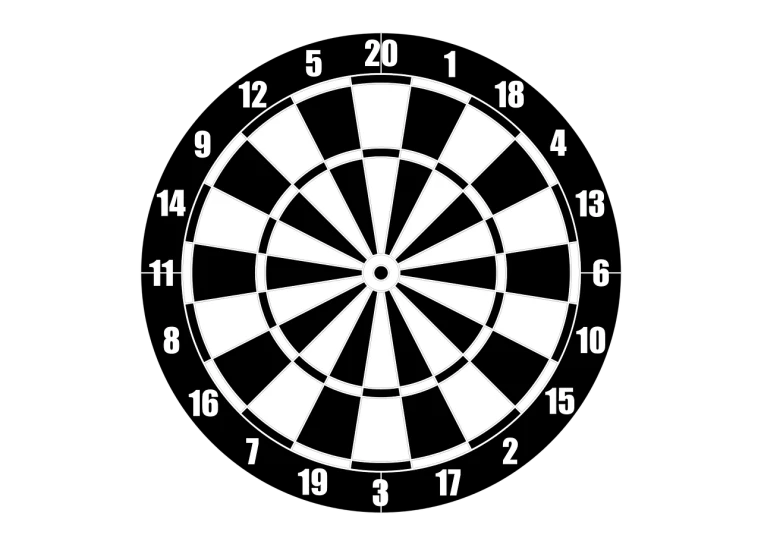 a black and white image of a dart board, vector art, white on black, real photo, very accurate photo, thick squares and large arrows