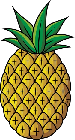 a pineapple on a black background, a digital rendering, pop art, simple shading, stained glass style, full res, charles burns