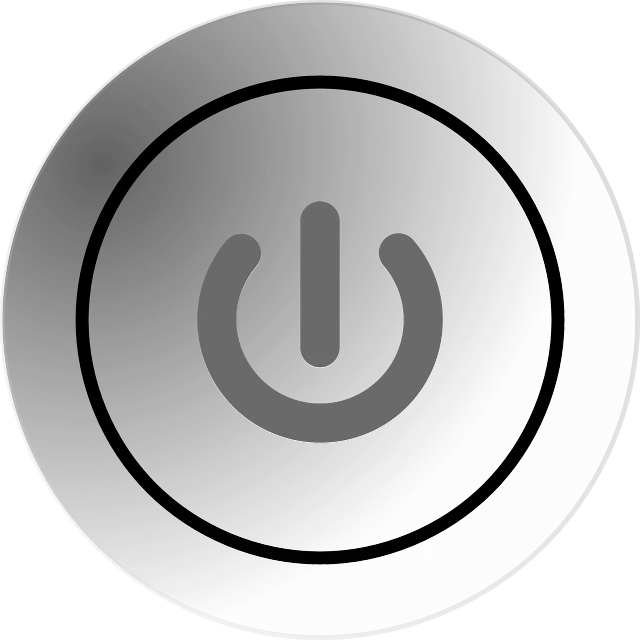 a black and white photo of a power button, a digital rendering, by John Button, pixabay, computer art, gradient black to silver, !!! very coherent!!! vector art, keyhole, flashlight