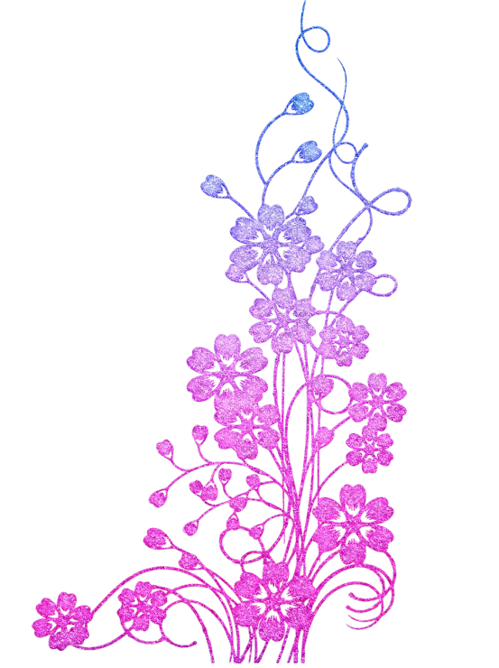 a drawing of a bunch of flowers on a black background, a digital rendering, by Ambreen Butt, art nouveau, gradient light pink, embroidery, gradient light purple, vibrant.-h 704