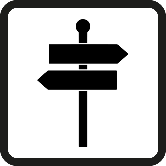 a black and white picture of a street sign, pixabay, flat vector, directions, stacked image, meeting point